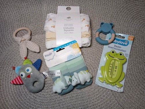 Babypaket spucktücher rassel - babypaket,